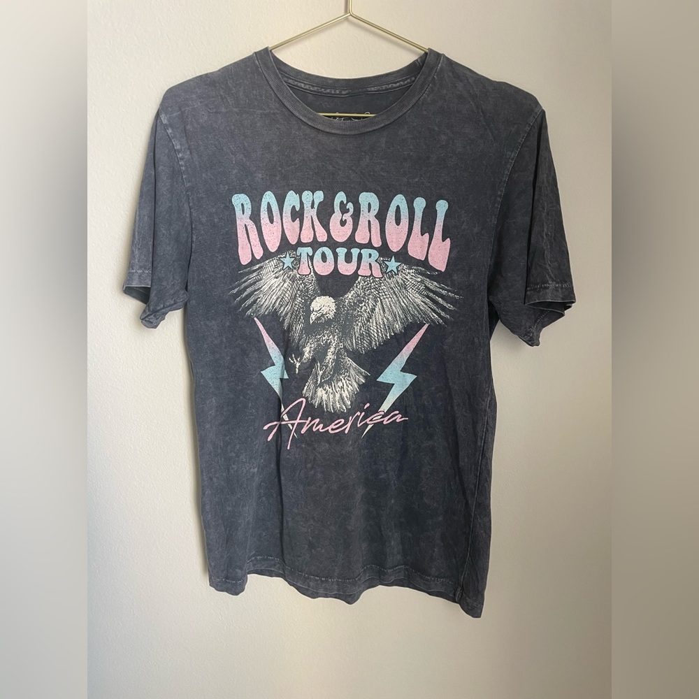 Lotus Fashion Washed Black Rock & Roll Graphic Tee